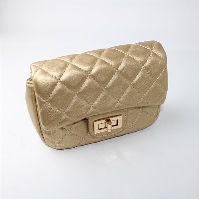 Bolsa Matelassê Metalizada com Fecho Twist