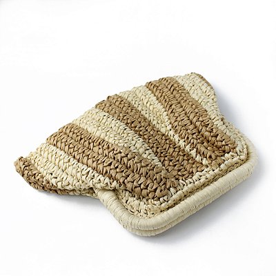 Bolsa Clutch de Ráfia Listrada Dobrável