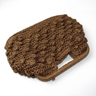 Bolsa de Mão em Ráfia Texturizada com Alça Vazada