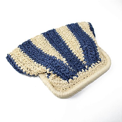 Bolsa Carteira de Palha Listrada Estilo Clutch