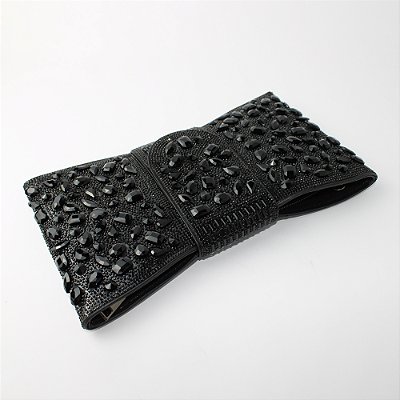 Bolsa Carteira de Festa em Material Sintético com Cristais