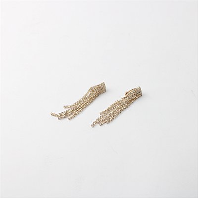 Brinco de Pressão em Metal com Fios de Strass