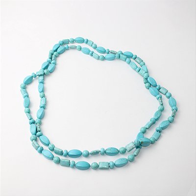 Colar de Pedras Turquesa Longo Multifios