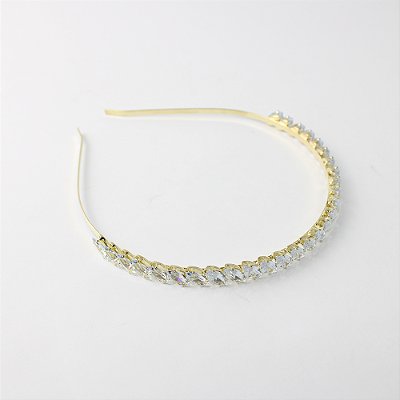 Tiara de Metal com Cristais Marquise Luxo