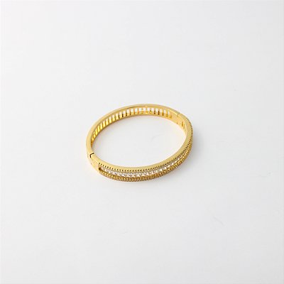 Bracelete de Metal Cravejado com Cristais e Microzircônias