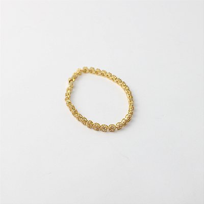 Pulseira Riviera Metal com Elos de Flor e Cristais