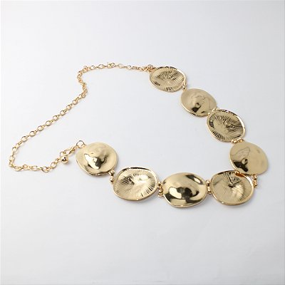 Cinto de Metal com Placas Circulares Polidas e Texturizadas