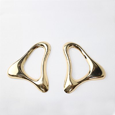 Brinco Maxi de Metal Geométrico Abulado Dourado