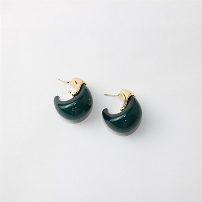 Brinco de Argola em Resina Abulada com Detalhe Dourado