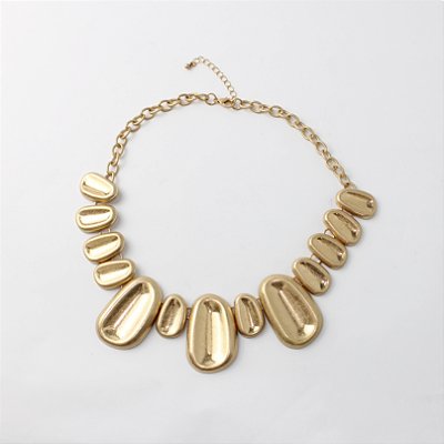 Colar de Metal com Placas Orgânicas Dourado
