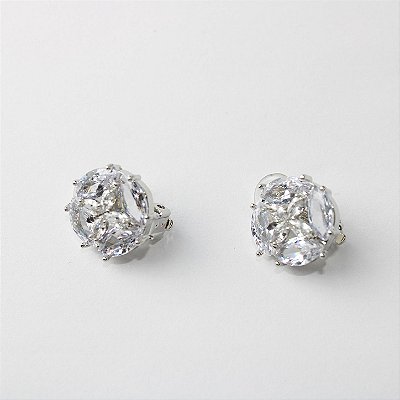 Brinco Metal Zircone Esfera Cravejada