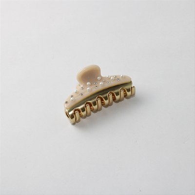 Prendedor Piranha de Cabelo em Resina com Pérolas e Strass