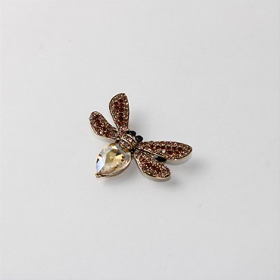 Broche de Metal Abelha com Strass e Pedraria