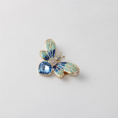 Broche de Metal Abelha Esmaltado com Strass e Pedraria