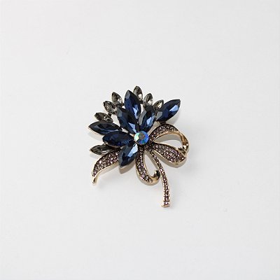 Broche de Metal Flor em Zircônia com Laço