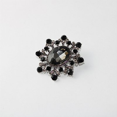 Broche Maxi de Metal com Pedra Facetada e Strass