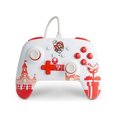 Controle com fio Powera Enhanced Mario Red White - Nintendo Switch
