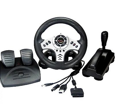 Volante Vibration Universal Com Cambio E Pedal Para Pc/Ps2/Ps3 Seminovo