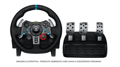 Volante Logitech G29 Driving Force e Pedais com Force Feedback para PS5, PS4, PS3 e PC - Seminovo