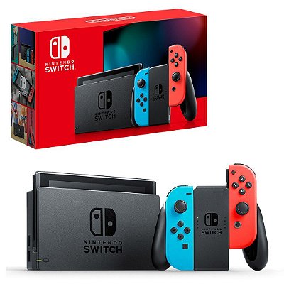 Console Nintendo Switch Com Joy-Con Neon Seminovo Com 10 Jogos na Memória