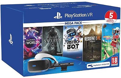 Playstation VR CUH-ZVR2 Óculos  + Camera + PS Worlds + Skyrim - Astro Bot - Resident Evil VII - Everybody Golf VR - PS4
