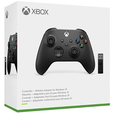 Controle Xbox Series S Carbon Black + Adaptador Para Windows