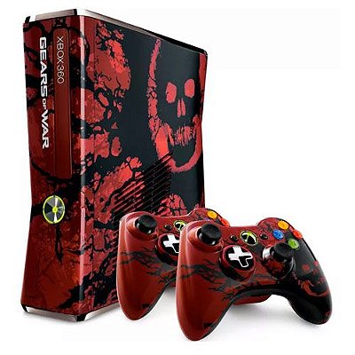 Console Xbox 360 Slim 250GB 2 Controles Edição Limitada Gears of War 3 Seminovo