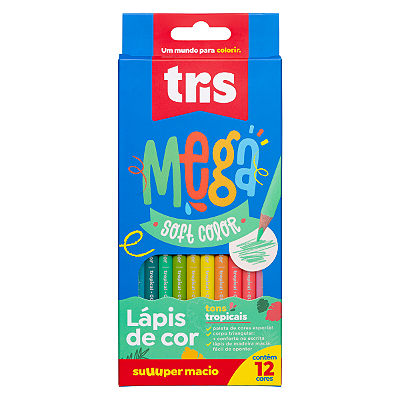 Lápis De Cor Mega Soft Color – Tons Tropicais – 12 Cores – Tris
