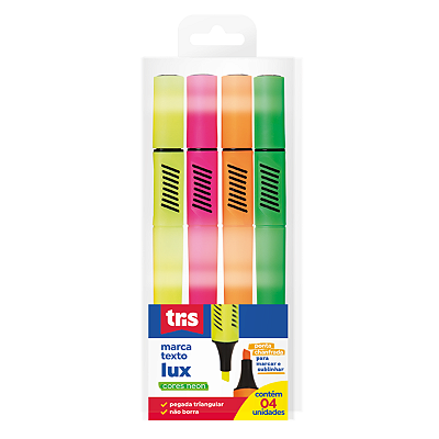Marca Texto Lux  Neon  4 Cores – Tris