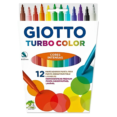 Caneta Hidrocor Giotto 3.0 Turbo Color - 12 Cores