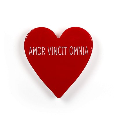 VASO ACRÍLICO CORAÇÃO - VERMELHO AMOR VINCIT OMNIA
