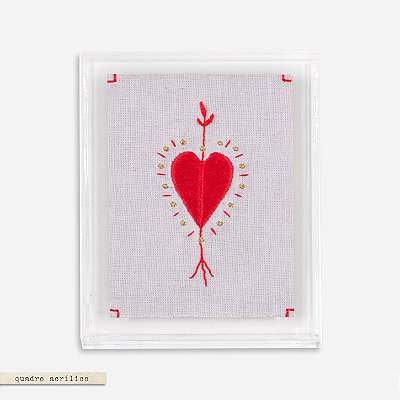 Quadro Acrílico Colagem P - Coração Flechado