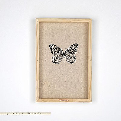 Quadro Box Bordado Naturale - Borboleta