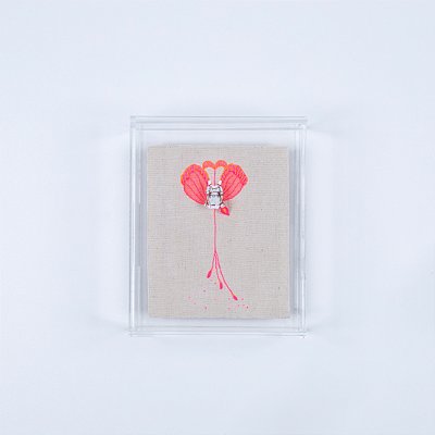 Quadro Acrílico Colagem P - Vestido Bordado à mão