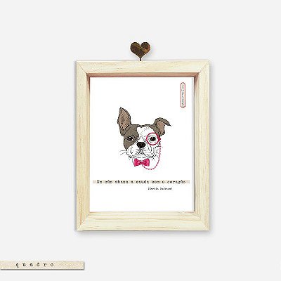 Quadro Caixa Pinus - Um Cão Abana o Rabo Com o Coração