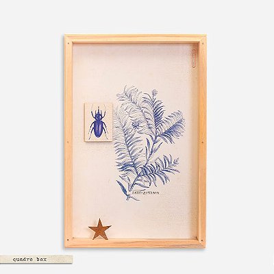 Quadro Box Colagem Botânica Azul  - Escaravelho