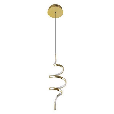 Pendente PD1427 18x55cm Worm Dourado com LED integrado 30w Bivolt