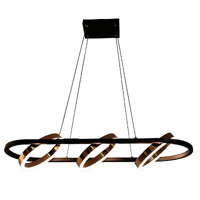 Pendente SL-5964 80x26cm Preto e aros regulaveis com Led integrado 36w 3000k Bivolt