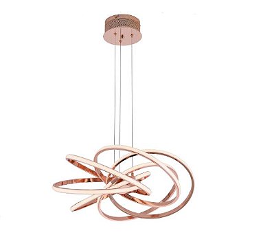 Pendente DCD01235 56cm Rose com detalhes em silicone Led incluso 43W 3500k Bivolt