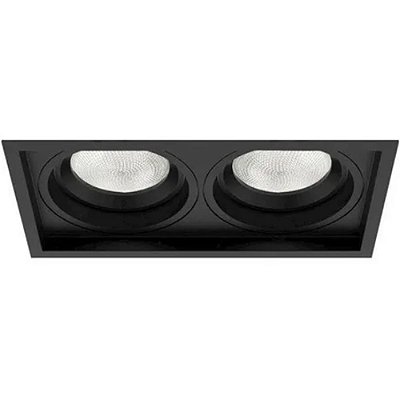 Embutido Duplo Preto Orientavel IL4707 11x21cm para 2 Lampadas PAR20