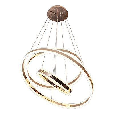 Pendente Alianca 3 Aneis Ø80xØ60xØ40cm Rose Gold com Led Integrado 242w Bivolt