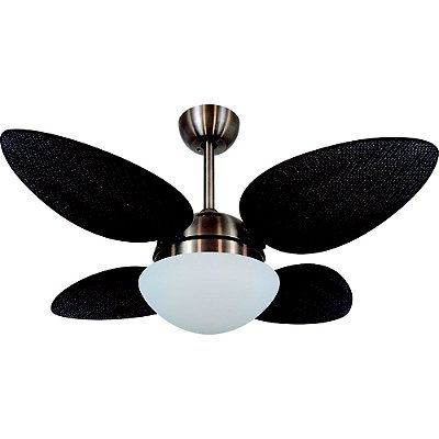 Ventilador Tabaco e Cromado Petalo 4 Pas para 2 Lampadas E27 127v