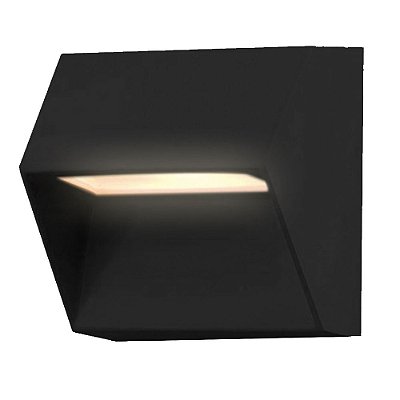 Balizador de Parede Preto 8x8x5,5cm com Led Integrado 1,5w