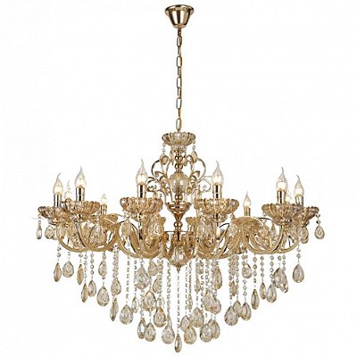 Lustre Classico Vela Cristal 75x80cm Dourado para 8 Lampadas E14 Bivolt