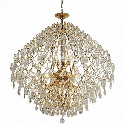 Lustre HSR Colmeia Ø80cm de Diametro Dourado com Cristais par 21 Lampadas E14