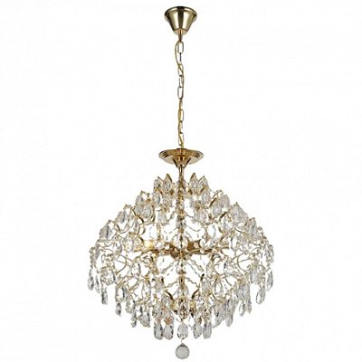 Lustre HSR Colmeia Ø55cm de Diametro Dourado com Cristais para 8 Lampadas E14