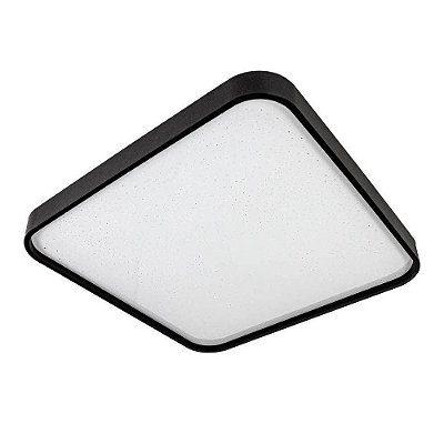 Plafon Quadrado Acrilico 28x28cm Preto com Led Integrado 12w 3000k Bivolt