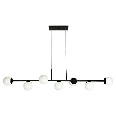 Pendente Jabuticaba 003B Ø12x150cm Preto com tubo quadrado para 7 Lampadas G9