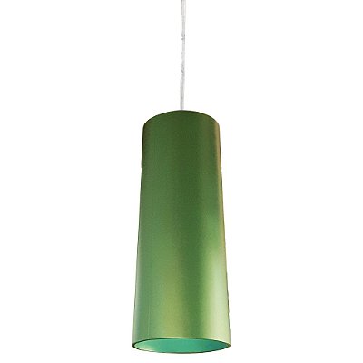 Pendente Pet Conico Longo 12x30cm Verde Oliva para 1 Lampada E27 Bivolt