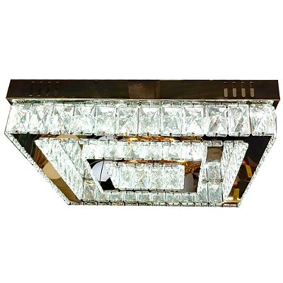 Plafon Quadrado Cristal DCX00192 20x40cm Cromado com Led Integrado 36w 3000/4000/6000K c/ Controle R